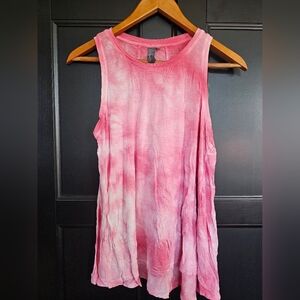 Sweaty Betty Easy Peazy Tank White Placement Tie Dye Bamboo Viscose- Pink- XS